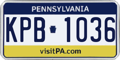 PA license plate KPB1036