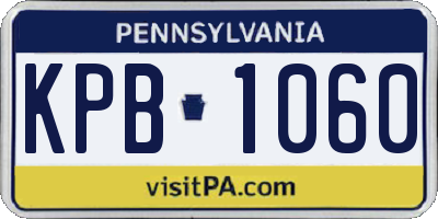 PA license plate KPB1060