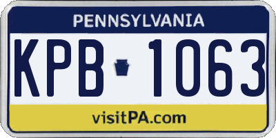 PA license plate KPB1063