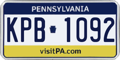 PA license plate KPB1092