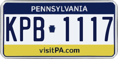 PA license plate KPB1117