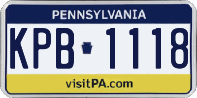 PA license plate KPB1118