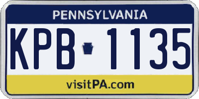 PA license plate KPB1135