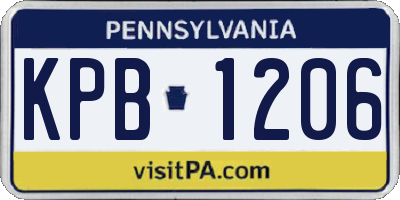 PA license plate KPB1206