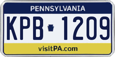 PA license plate KPB1209