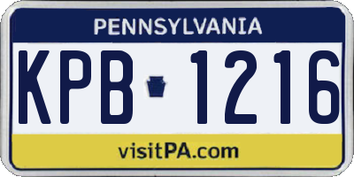 PA license plate KPB1216