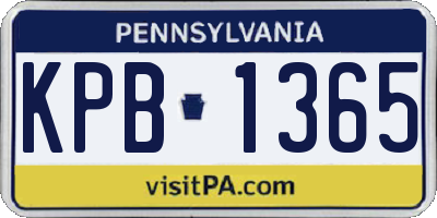 PA license plate KPB1365