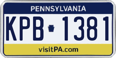 PA license plate KPB1381