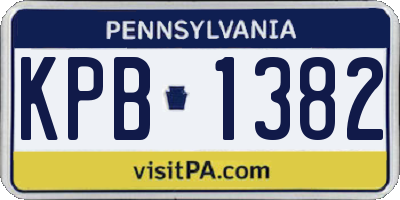PA license plate KPB1382