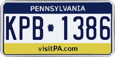 PA license plate KPB1386