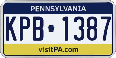 PA license plate KPB1387