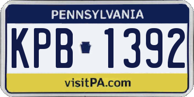 PA license plate KPB1392