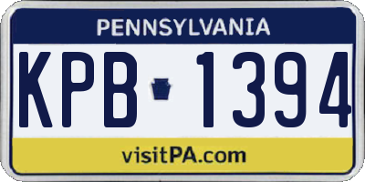 PA license plate KPB1394