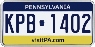 PA license plate KPB1402
