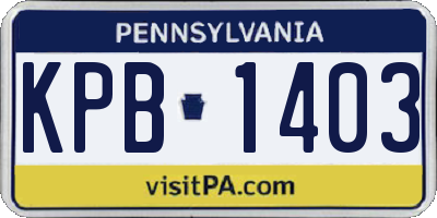 PA license plate KPB1403