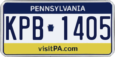 PA license plate KPB1405