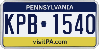 PA license plate KPB1540
