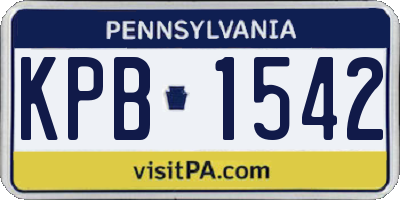 PA license plate KPB1542