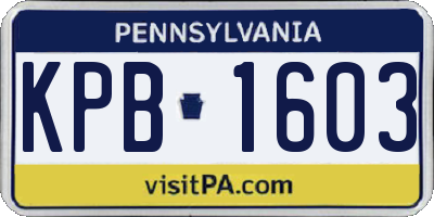 PA license plate KPB1603