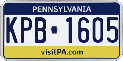 PA license plate KPB1605