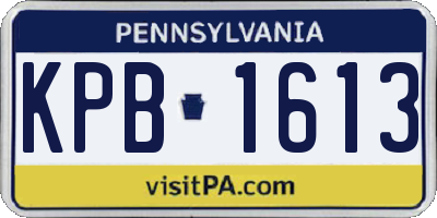 PA license plate KPB1613