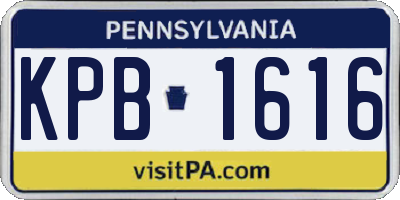 PA license plate KPB1616