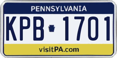 PA license plate KPB1701