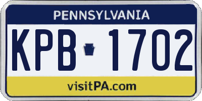 PA license plate KPB1702