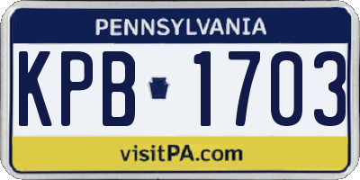 PA license plate KPB1703
