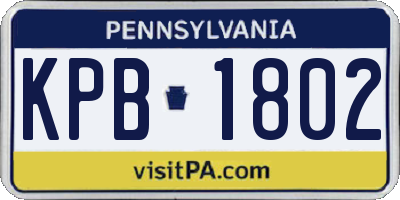 PA license plate KPB1802