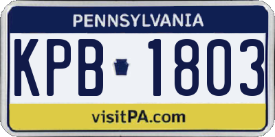 PA license plate KPB1803