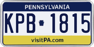 PA license plate KPB1815