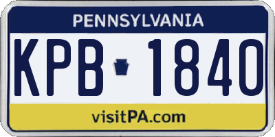PA license plate KPB1840