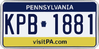 PA license plate KPB1881