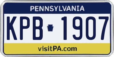 PA license plate KPB1907