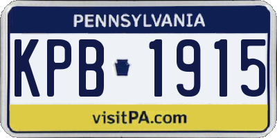 PA license plate KPB1915