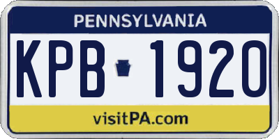 PA license plate KPB1920