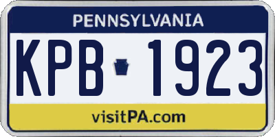 PA license plate KPB1923