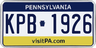 PA license plate KPB1926