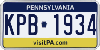 PA license plate KPB1934