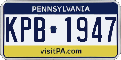PA license plate KPB1947