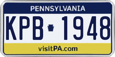 PA license plate KPB1948