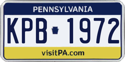 PA license plate KPB1972