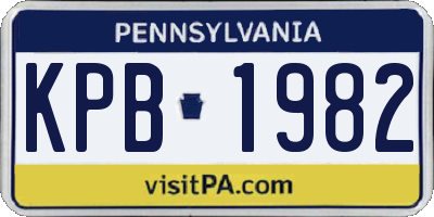 PA license plate KPB1982