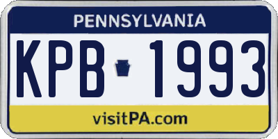 PA license plate KPB1993
