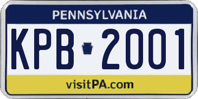 PA license plate KPB2001