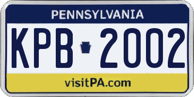 PA license plate KPB2002