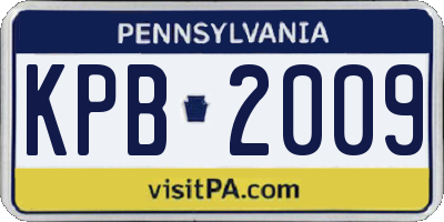 PA license plate KPB2009