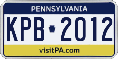 PA license plate KPB2012