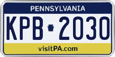 PA license plate KPB2030